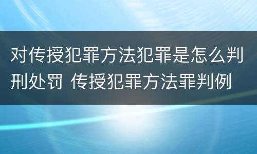 对传授犯罪方法犯罪是怎么判刑处罚 传授犯罪方法罪判例