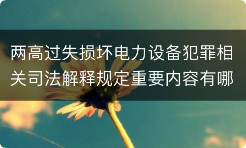 两高过失损坏电力设备犯罪相关司法解释规定重要内容有哪些