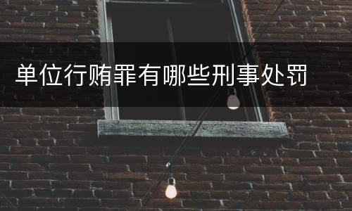 单位行贿罪有哪些刑事处罚