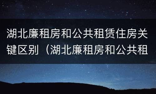 湖北廉租房和公共租赁住房关键区别（湖北廉租房和公共租赁住房关键区别是什么）