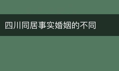 四川同居事实婚姻的不同