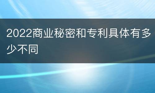 2022商业秘密和专利具体有多少不同