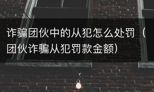诈骗团伙中的从犯怎么处罚（团伙诈骗从犯罚款金额）