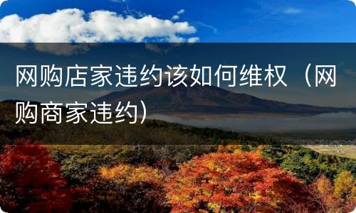 网购店家违约该如何维权（网购商家违约）