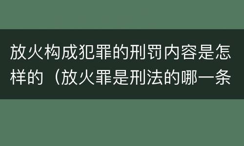 放火构成犯罪的刑罚内容是怎样的（放火罪是刑法的哪一条）