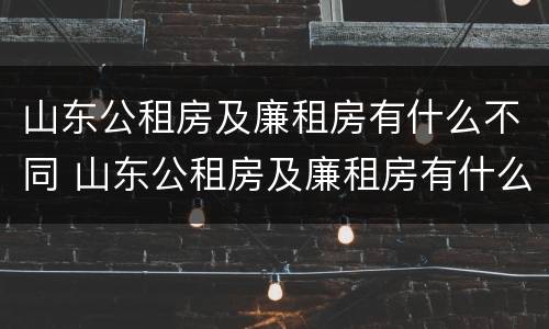 山东公租房及廉租房有什么不同 山东公租房及廉租房有什么不同之处