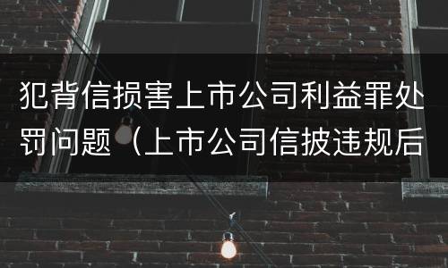 犯背信损害上市公司利益罪处罚问题（上市公司信披违规后果）
