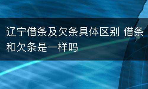 辽宁借条及欠条具体区别 借条和欠条是一样吗