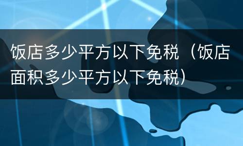 饭店多少平方以下免税（饭店面积多少平方以下免税）