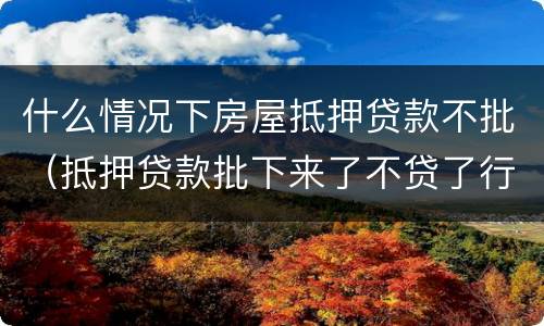 什么情况下房屋抵押贷款不批（抵押贷款批下来了不贷了行么）