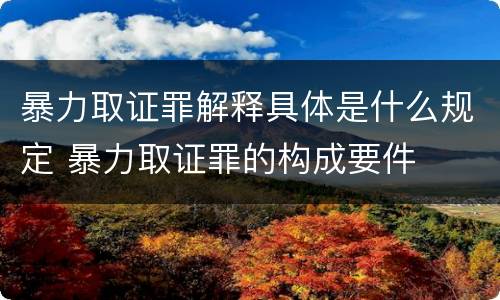 暴力取证罪解释具体是什么规定 暴力取证罪的构成要件
