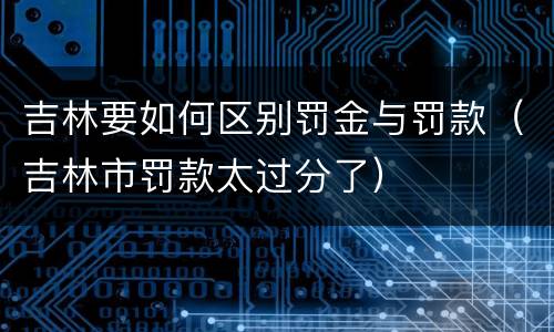 吉林要如何区别罚金与罚款（吉林市罚款太过分了）