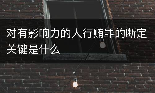 对有影响力的人行贿罪的断定关键是什么