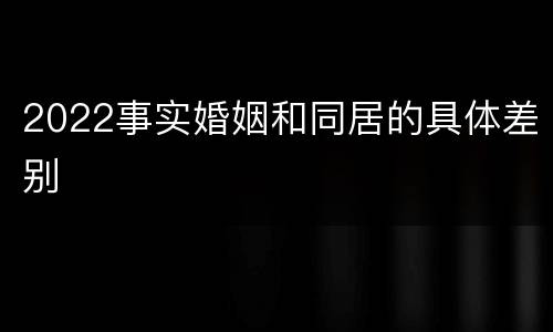 2022事实婚姻和同居的具体差别