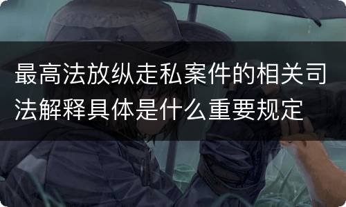 最高法放纵走私案件的相关司法解释具体是什么重要规定
