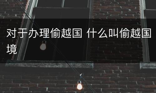 对于办理偷越国 什么叫偷越国境