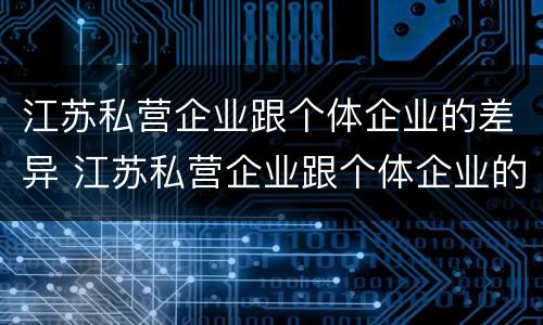 江苏私营企业跟个体企业的差异 江苏私营企业跟个体企业的差异是什么
