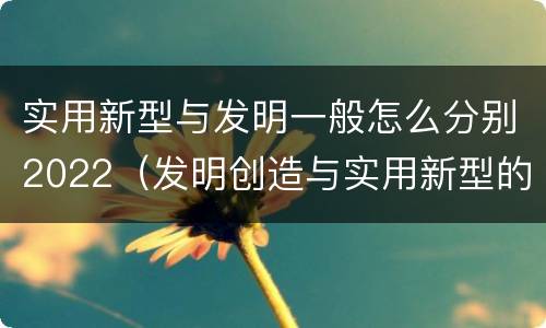 实用新型与发明一般怎么分别2022（发明创造与实用新型的区别）