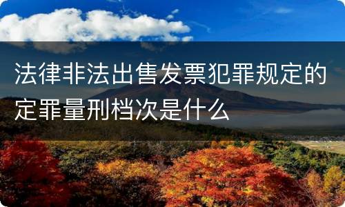 法律非法出售发票犯罪规定的定罪量刑档次是什么