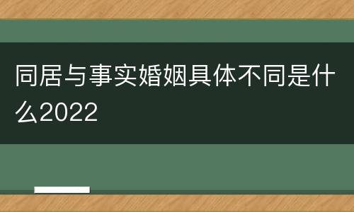 同居与事实婚姻具体不同是什么2022