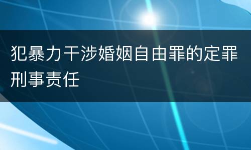 犯暴力干涉婚姻自由罪的定罪刑事责任