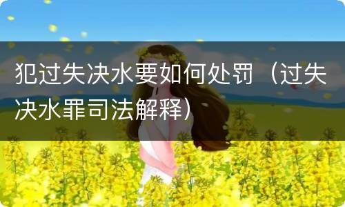 犯过失决水要如何处罚（过失决水罪司法解释）