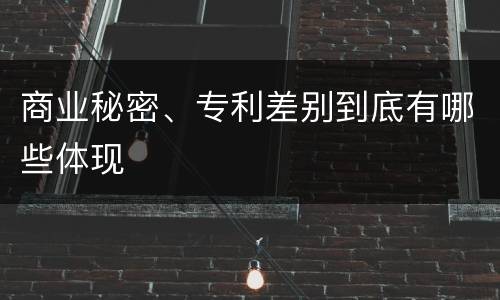 商业秘密、专利差别到底有哪些体现
