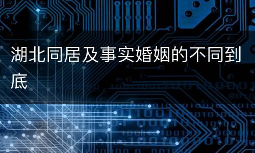 湖北同居及事实婚姻的不同到底