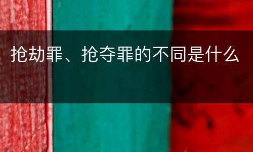 抢劫罪、抢夺罪的不同是什么