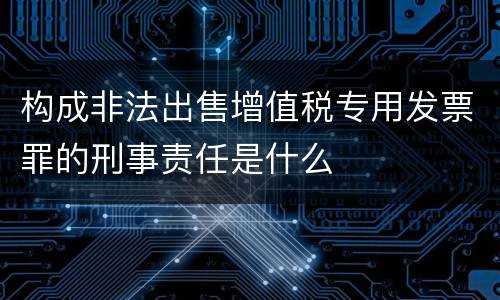构成非法出售增值税专用发票罪的刑事责任是什么