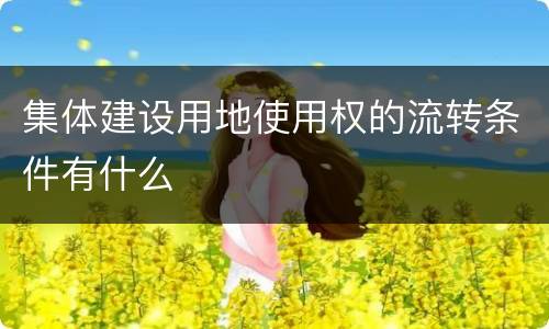 集体建设用地使用权的流转条件有什么