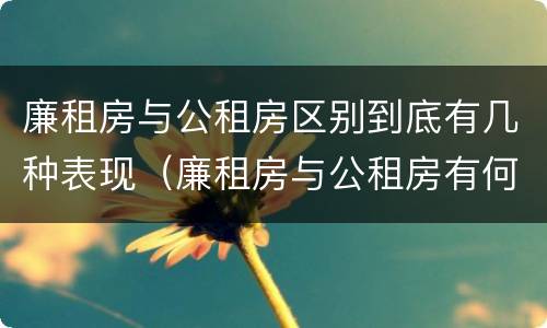 廉租房与公租房区别到底有几种表现（廉租房与公租房有何区别）