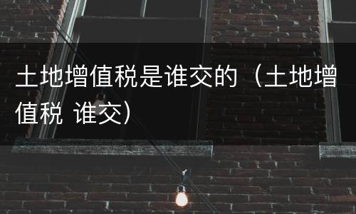 土地增值税是谁交的（土地增值税 谁交）