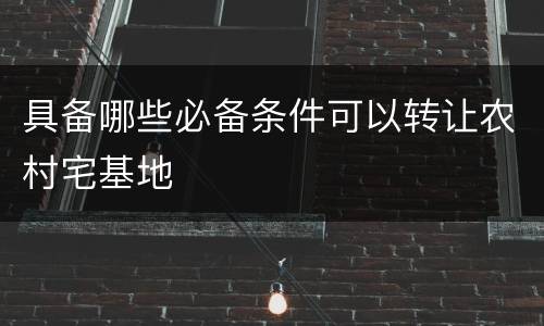 具备哪些必备条件可以转让农村宅基地