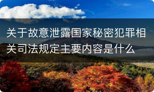 关于故意泄露国家秘密犯罪相关司法规定主要内容是什么