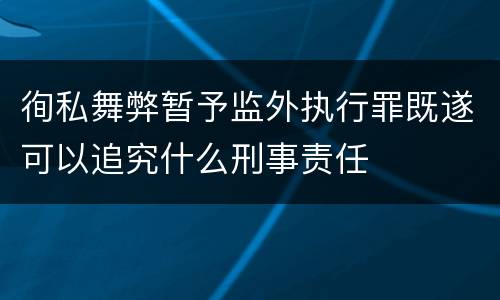 徇私舞弊暂予监外执行罪既遂可以追究什么刑事责任