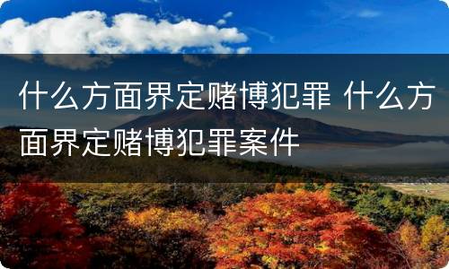 什么方面界定赌博犯罪 什么方面界定赌博犯罪案件