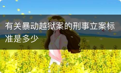 有关暴动越狱案的刑事立案标准是多少