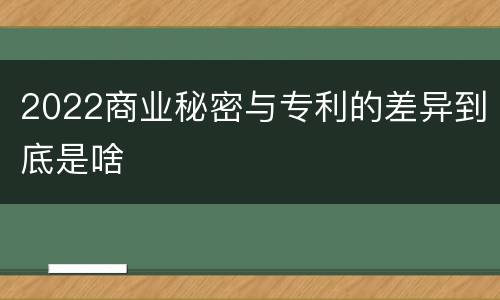 2022商业秘密与专利的差异到底是啥
