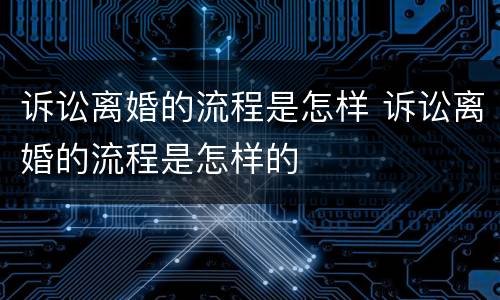 诉讼离婚的流程是怎样 诉讼离婚的流程是怎样的