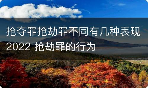 抢夺罪抢劫罪不同有几种表现2022 抢劫罪的行为