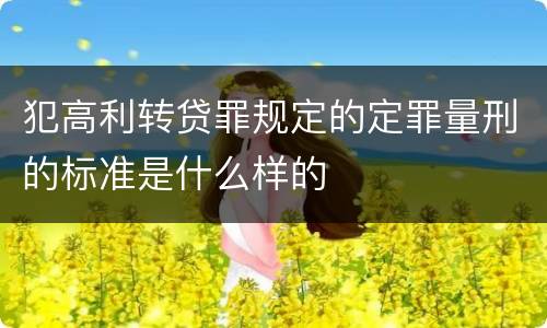 犯高利转贷罪规定的定罪量刑的标准是什么样的