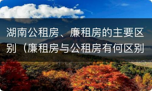 湖南公租房、廉租房的主要区别（廉租房与公租房有何区别）