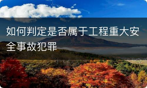 如何判定是否属于工程重大安全事故犯罪
