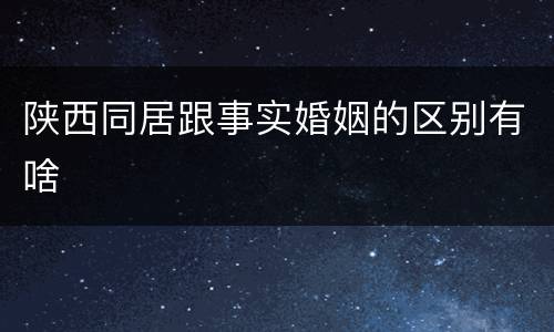 陕西同居跟事实婚姻的区别有啥