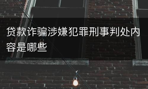贷款诈骗涉嫌犯罪刑事判处内容是哪些