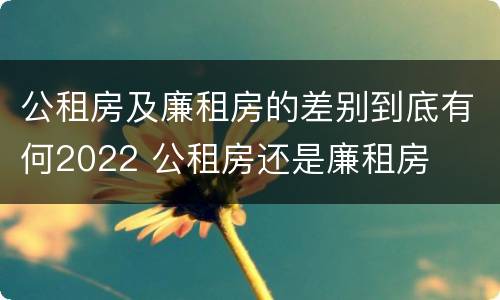 公租房及廉租房的差别到底有何2022 公租房还是廉租房