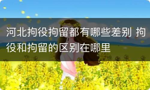 河北拘役拘留都有哪些差别 拘役和拘留的区别在哪里