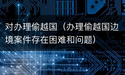 对办理偷越国（办理偷越国边境案件存在困难和问题）