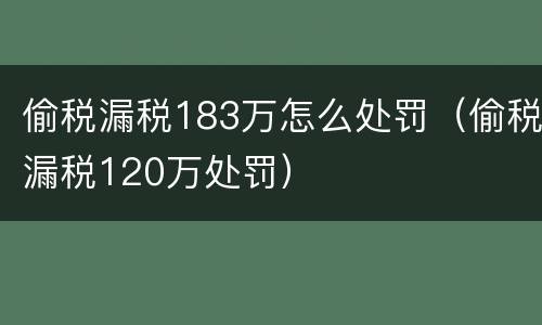 偷税漏税183万怎么处罚（偷税漏税120万处罚）